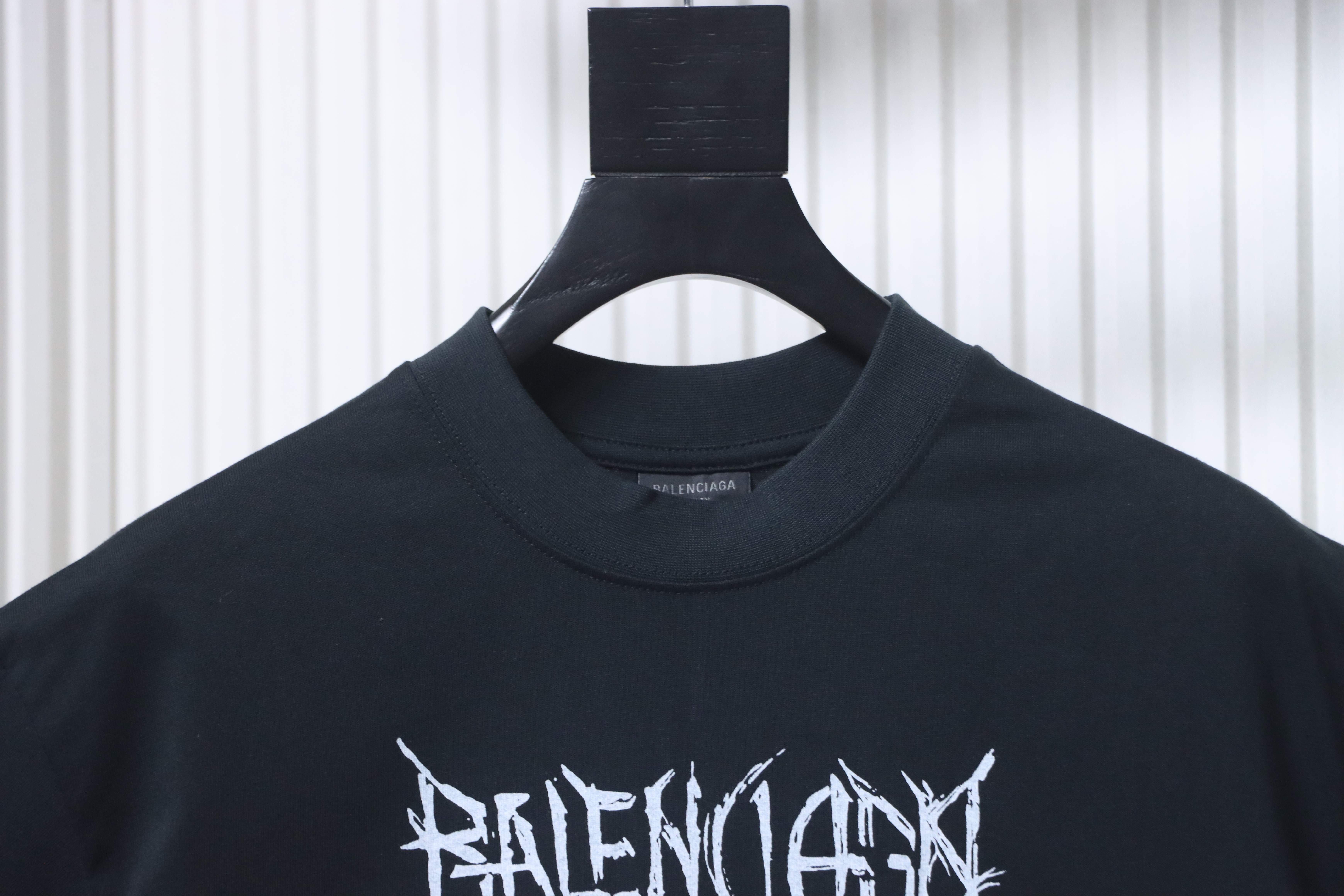 Balenciaga Black Allover Letter Direct-Print Breathable Graffiti T-shirt h160