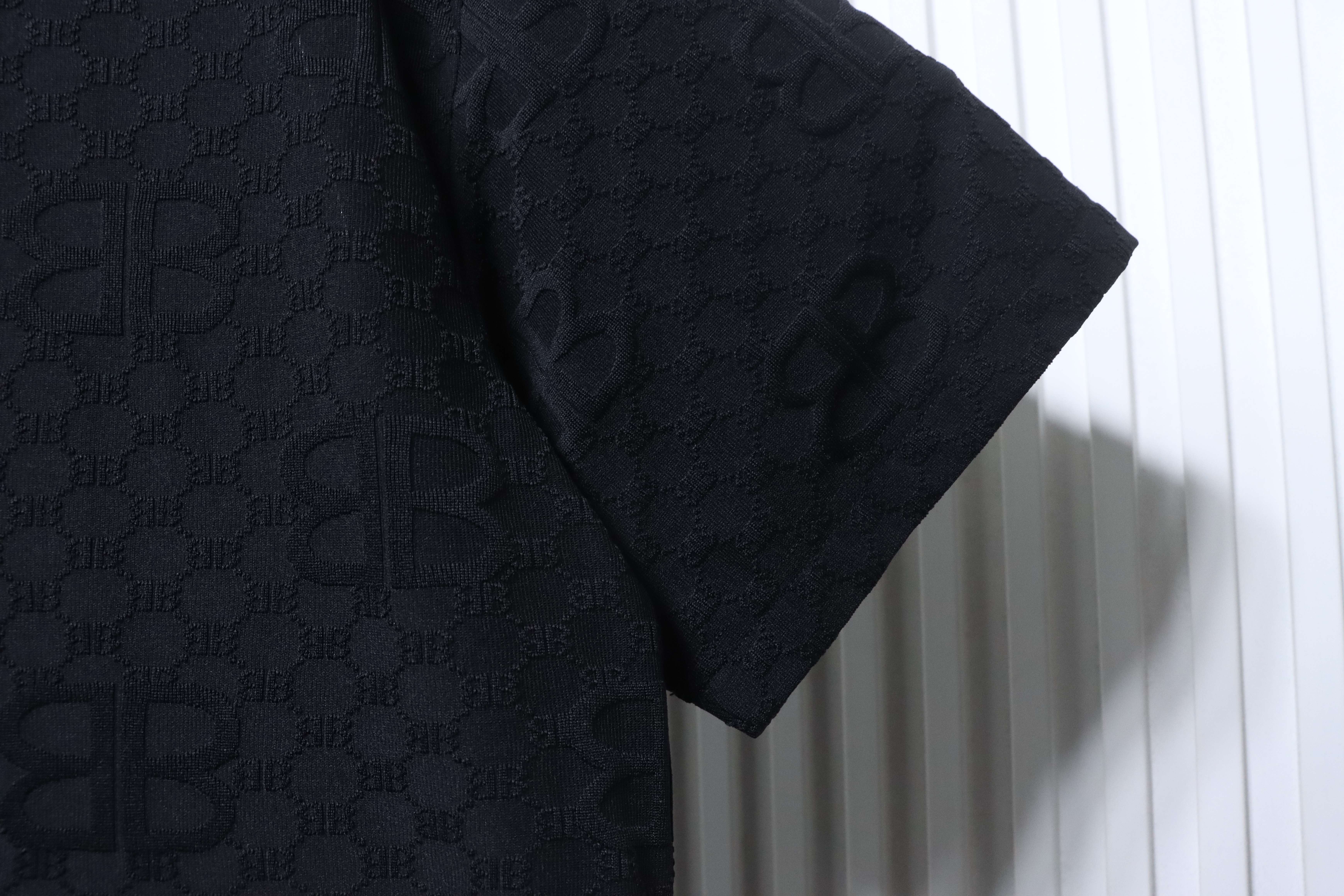 Balenciaga Black Allover Monogram Jacquard T-shirt h160