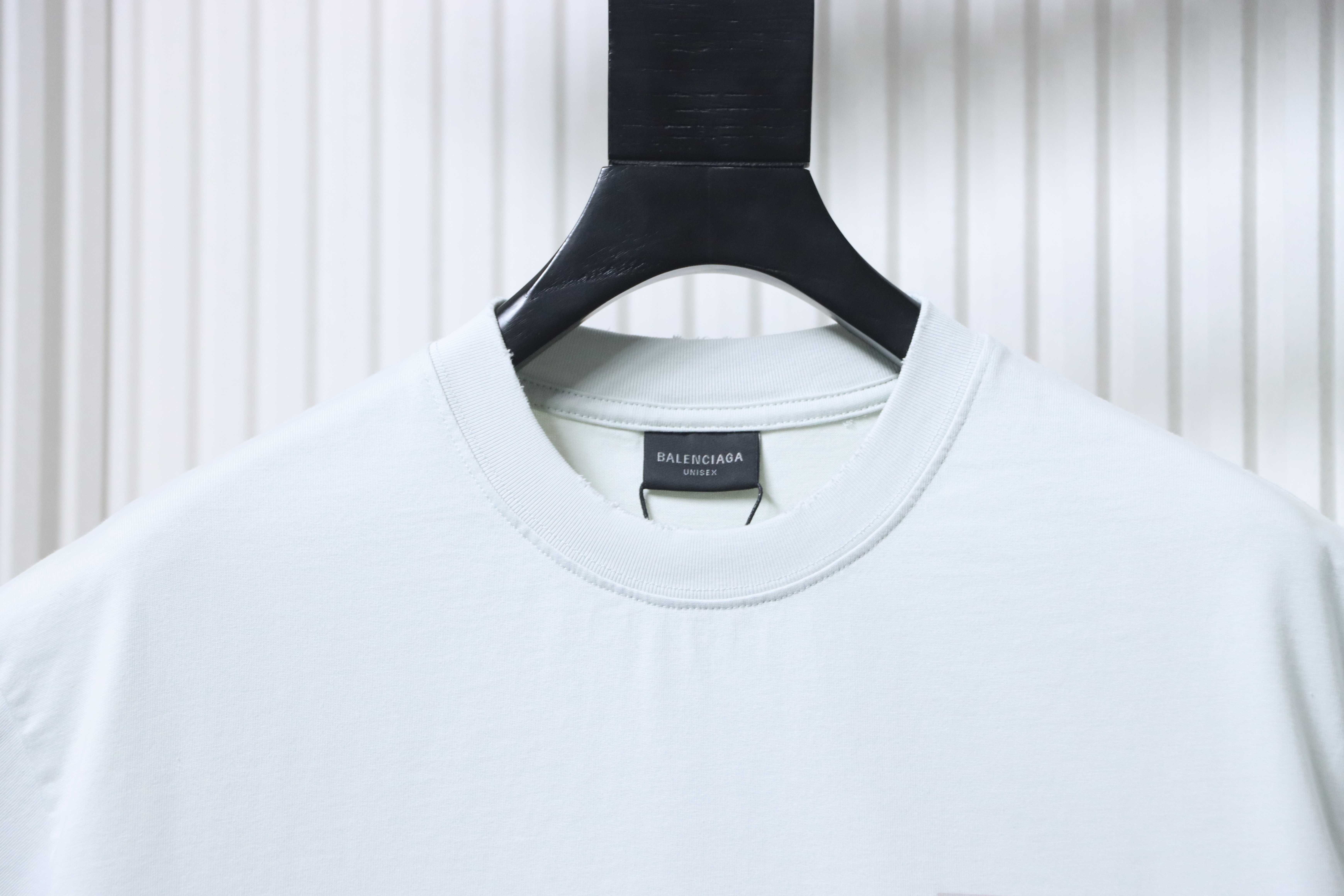 Balenciaga White Back Tape Letter Printed Washed Distressed T-shirt h150