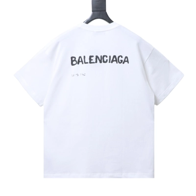 Balenciaga White Blurred Letter Front and Back Printed T-shirt h130 01