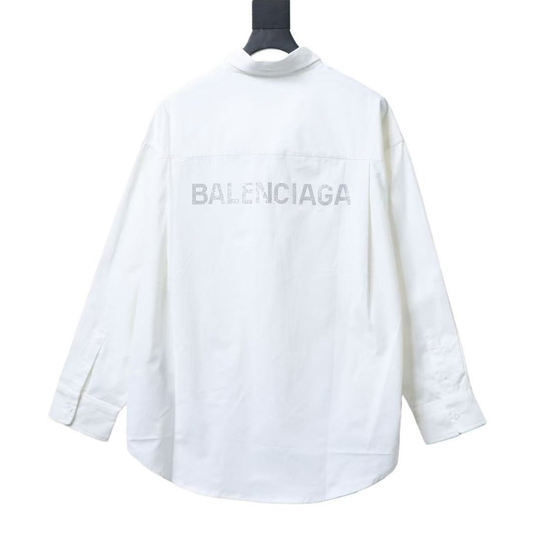 Balenciaga White Classic Back 3D Letter Logo Long-Sleeve Shirt h230
