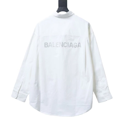 Balenciaga White Classic Back 3D Letter Logo Long-Sleeve Shirt h230 01