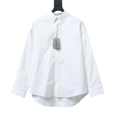 Balenciaga White Classic Back 3D Letter Logo Long-Sleeve Shirt h230 02