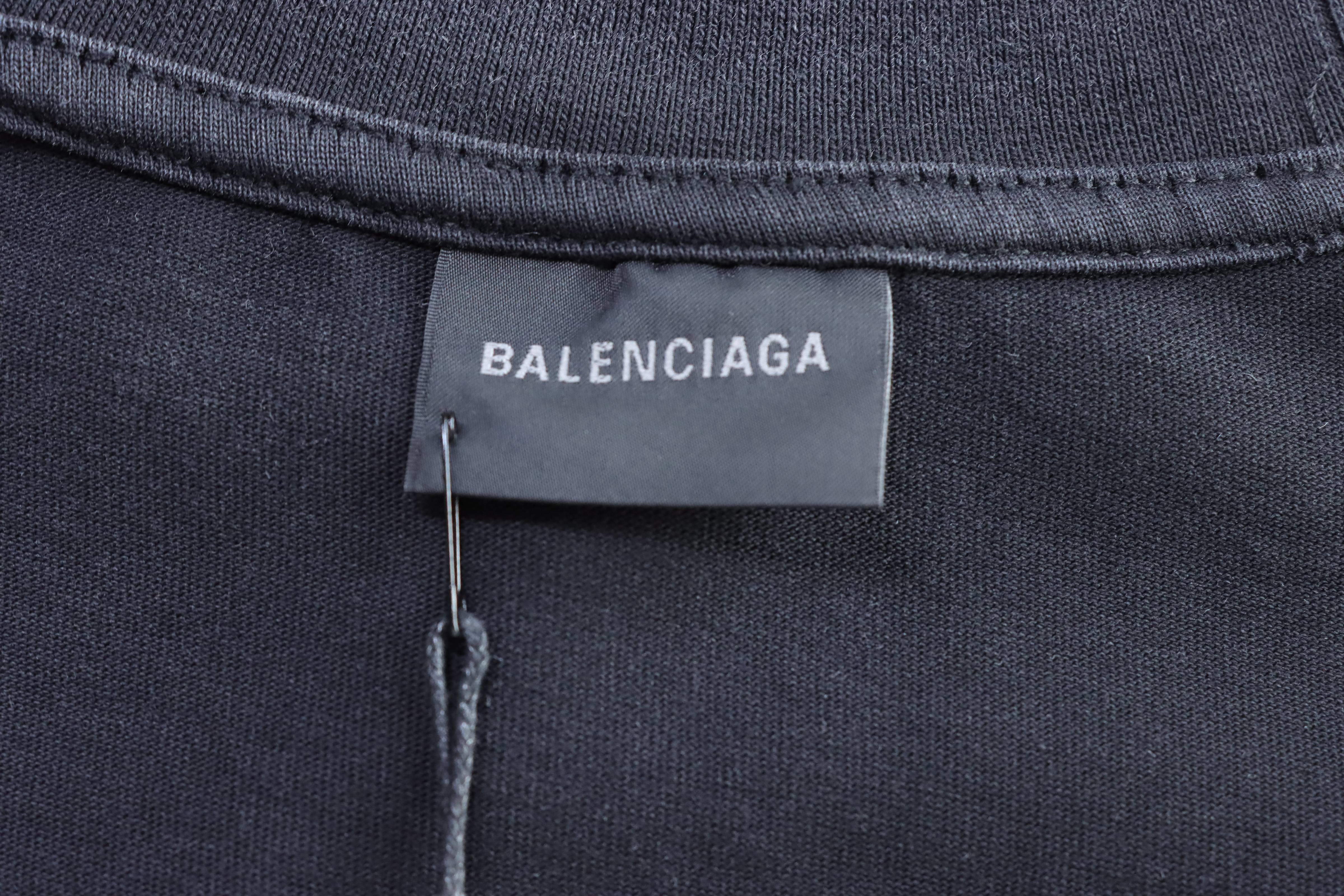 Balenciaga Black Flower Logo Slogan T-shirt h180