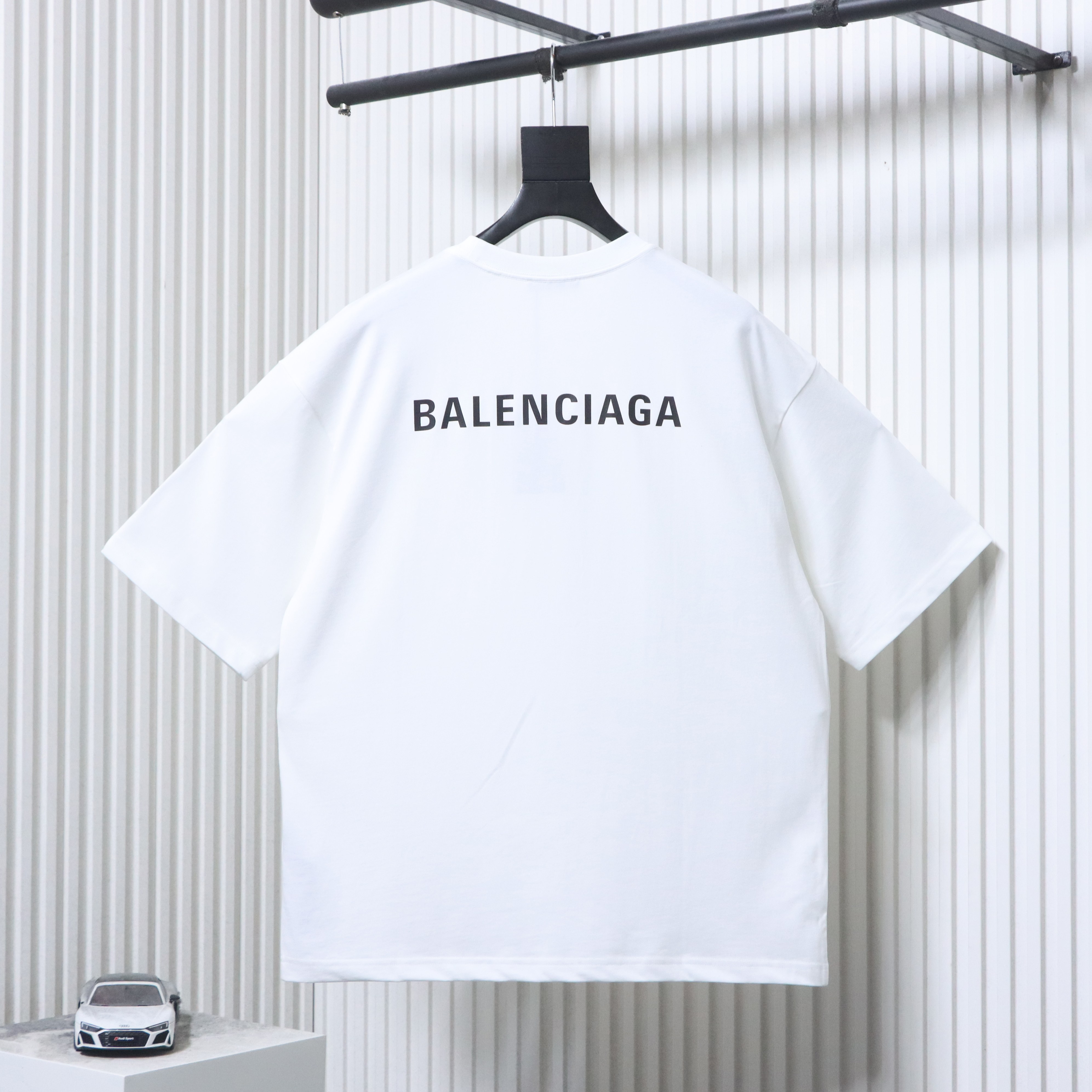 Balenciaga White Front and Back Letter Printed T-shirt h130