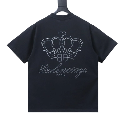 Balenciaga Black Heavy BB Crown Rhinestone T-shirt h160 01