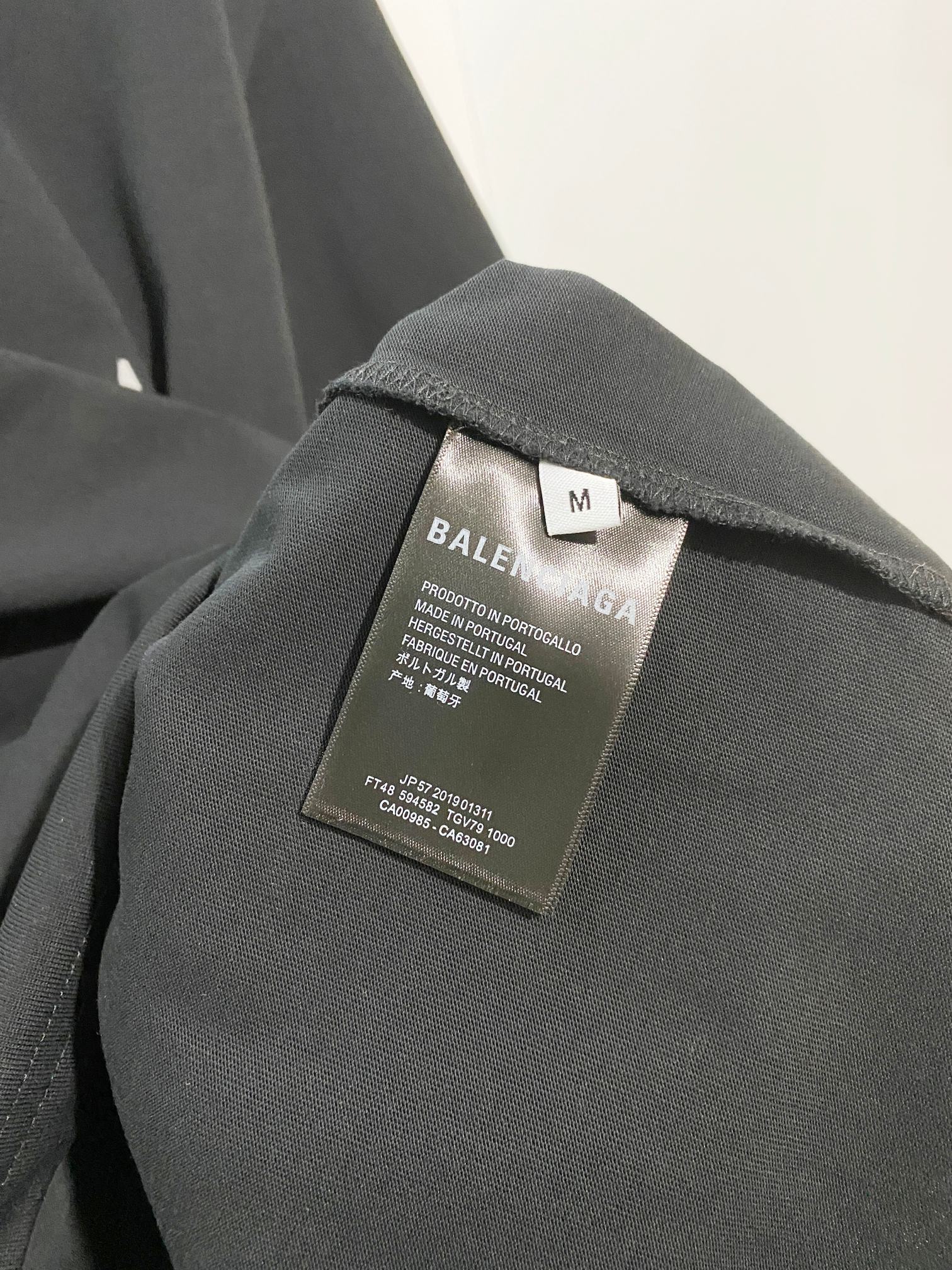 Balenciaga Black High-Quality 320g Crewneck T-shirt H140
