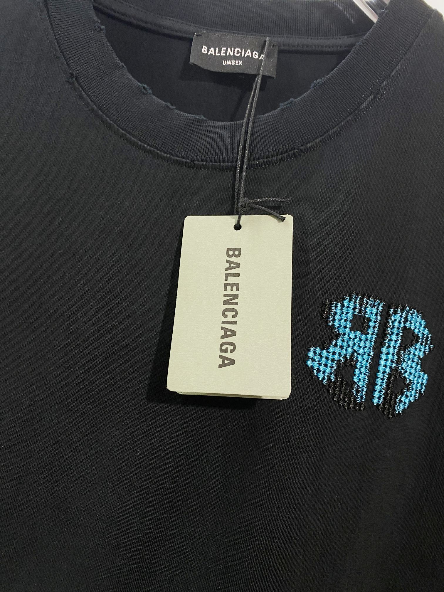 Balenciaga Black High-Quality 320g Crewneck T-shirt H150