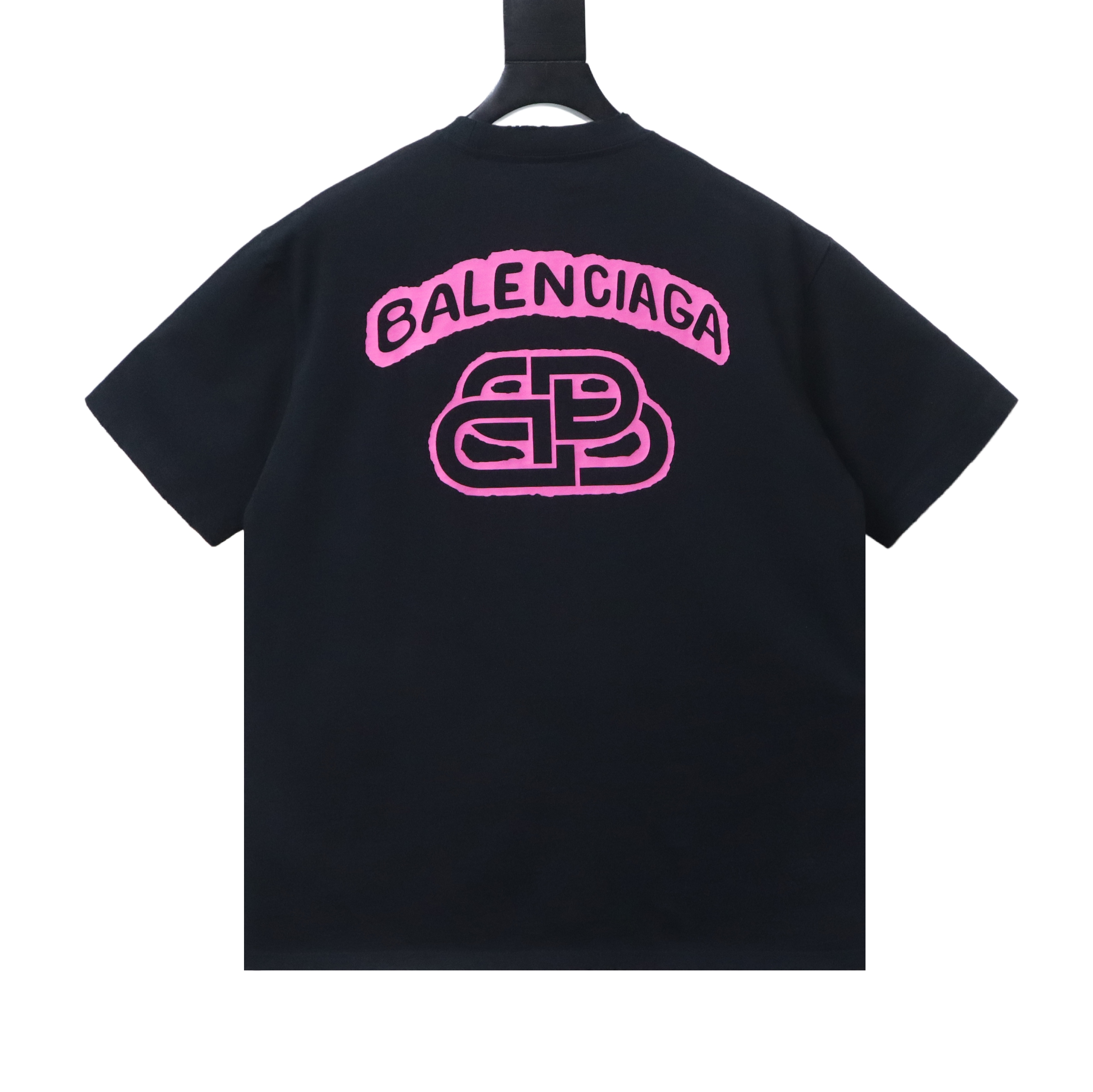 Balenciaga Black Lock Buckle Letter Graffiti Printed Distressed T-shirt h150