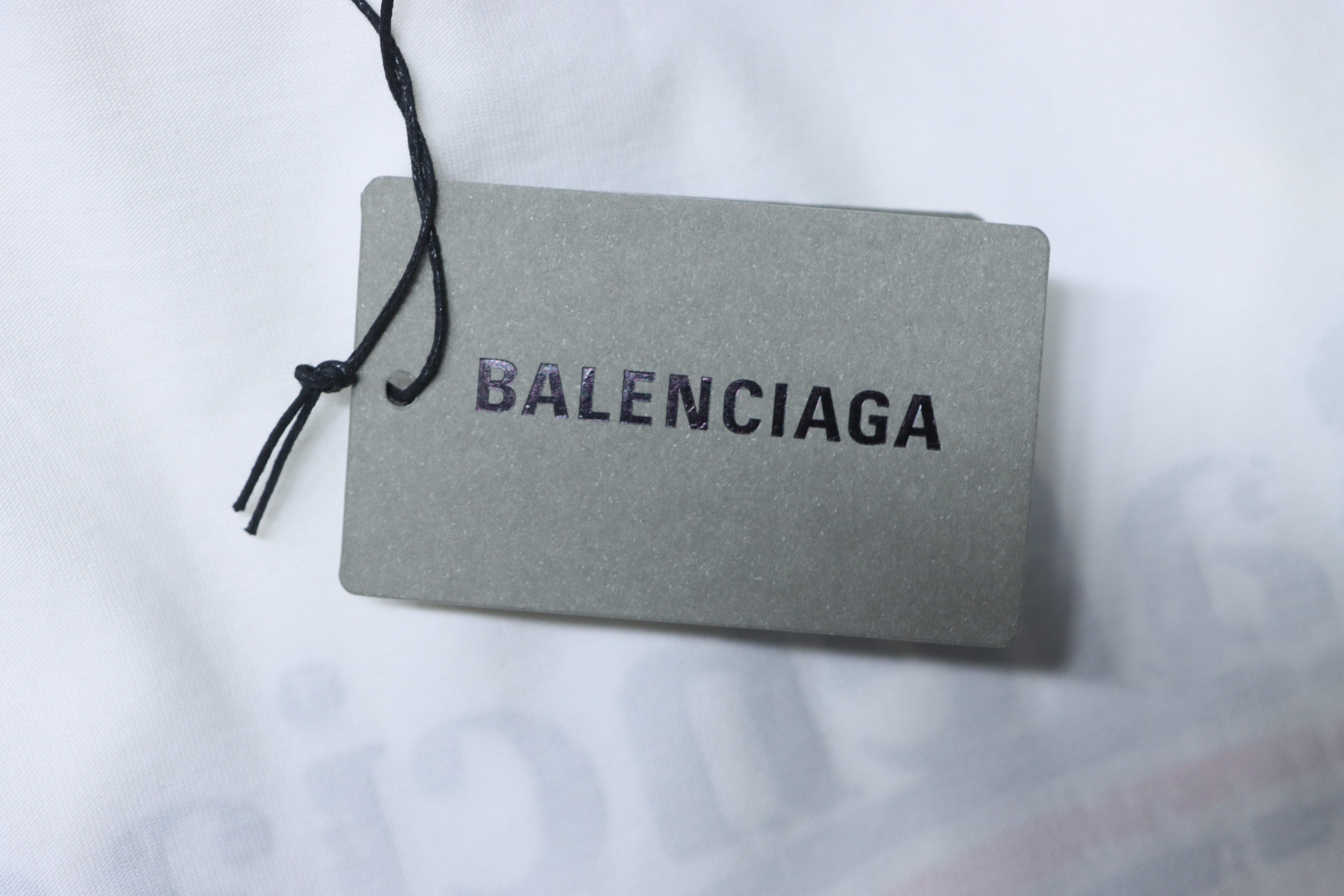 Balenciaga White Mottled Coke Printed Washed Distressed T-shirt h140