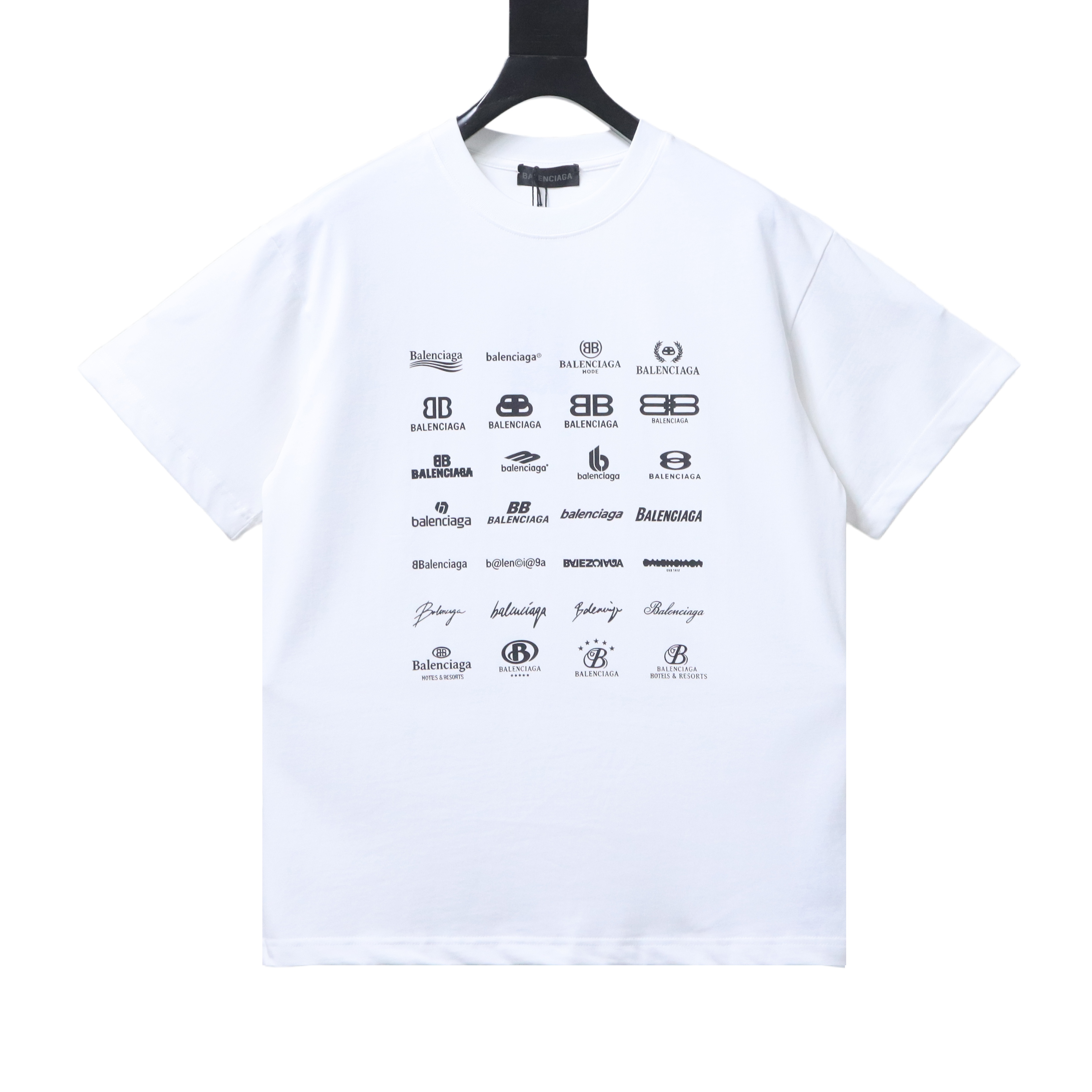 Balenciaga White Multi-Logo Printed T-shirt h130
