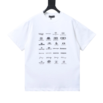 Balenciaga White Multi-Logo Printed T-shirt h130 01