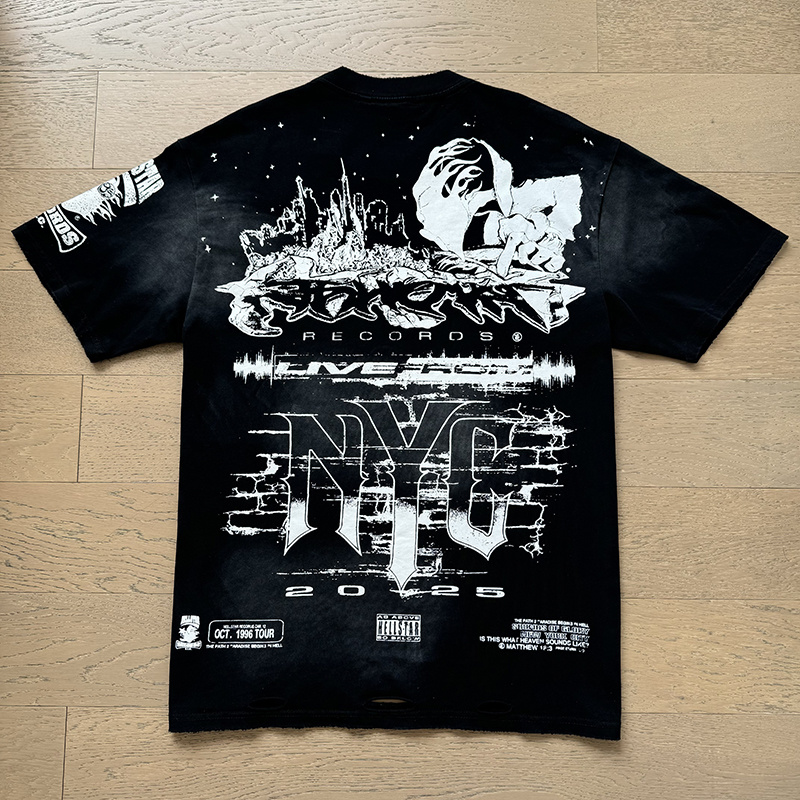 Hellstar Washed Black and Distressed T-Shirt 6780 P140