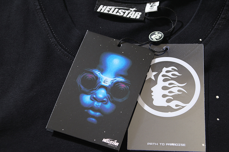 Hellstar Washed Black and Rhinestones T-Shirt 6753 P140