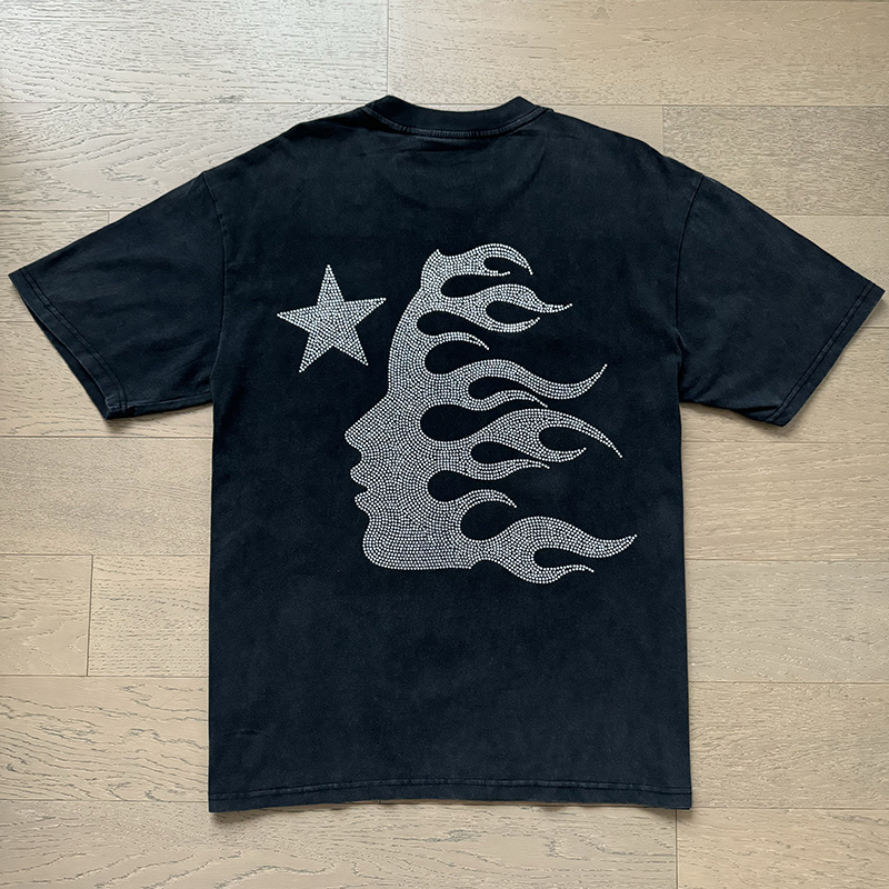 Hellstar Washed Black and Rhinestones T-Shirt 6771 P140