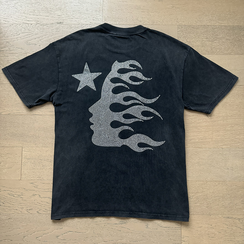 Hellstar Washed Black and Rhinestones T-Shirt 6772 P140