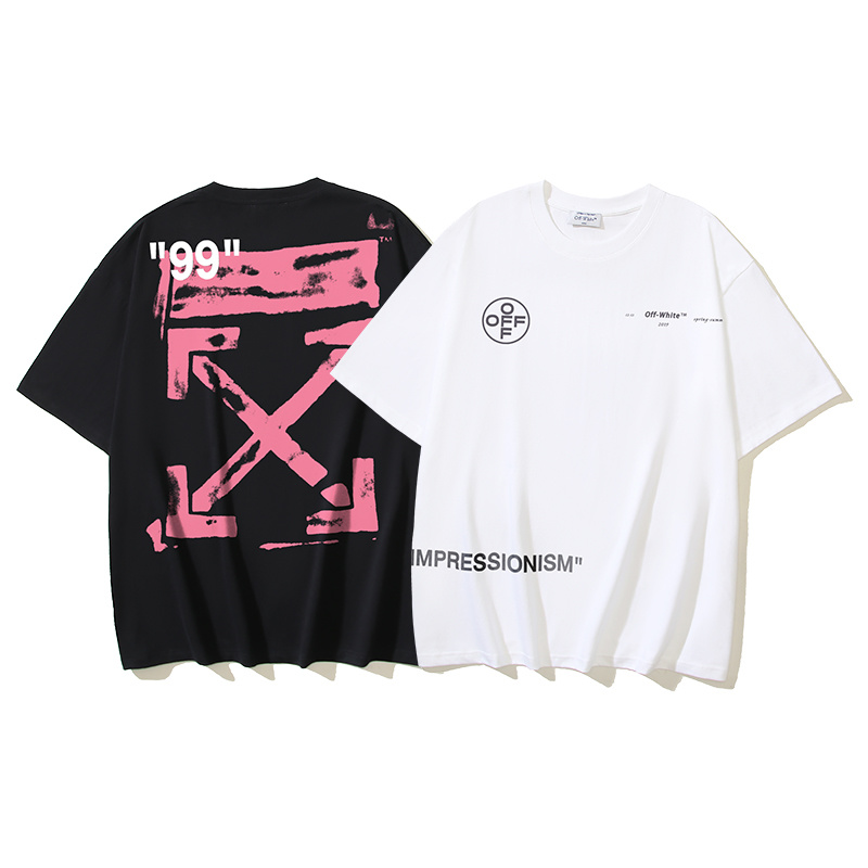 Off-White 99 Number Pink Arrow Graffiti Heavyweight T-Shirt H110 169