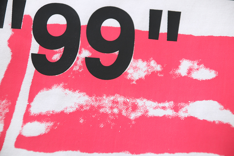 Off-White 99 Number Pink Arrow Graffiti Heavyweight T-Shirt H110 169