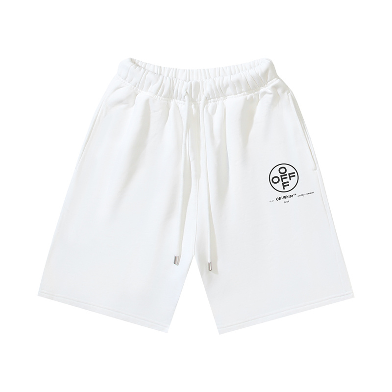 Off-White 99 Number Pink Diagonal Stripe Graffiti Heavyweight Shorts 1018