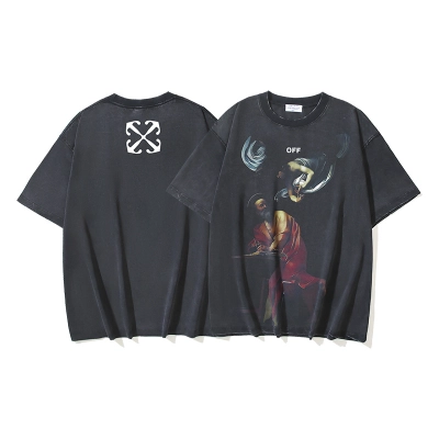 Off-White Angel Red Old Man Religious Arrow Washed Heavyweight T-Shirt H120 1200 01