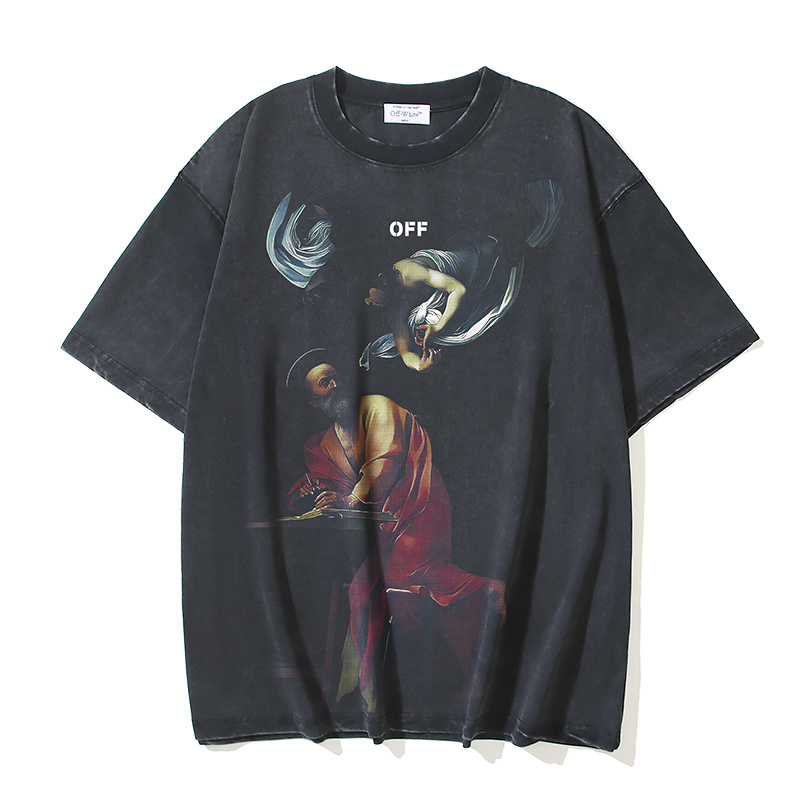 Off-White Angel Red Old Man Religious Arrow Washed Heavyweight T-Shirt H120 1200
