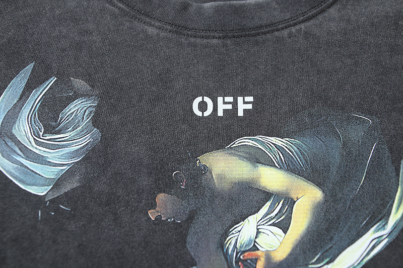 Off-White Angel Red Old Man Religious Arrow Washed Heavyweight T-Shirt H120 1200