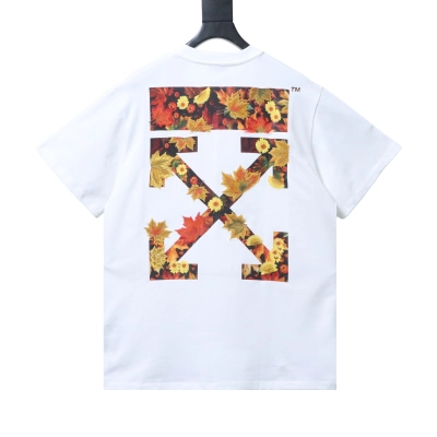 Off-White Autumn Leaves Embroidery T-Shirt H170 01
