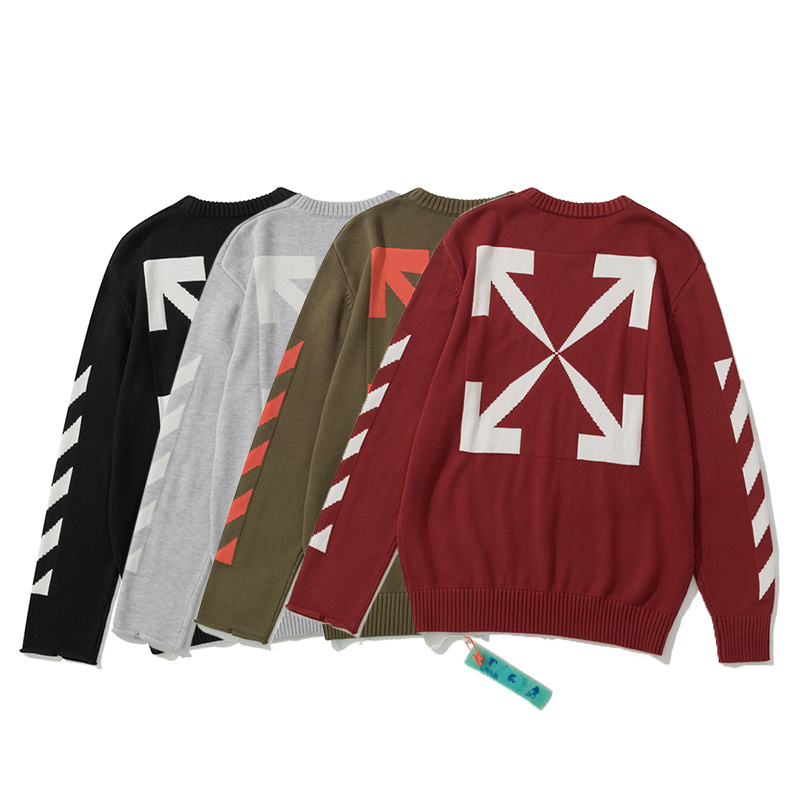 Off-White Black Grey Army Green Graphic Knitwear 301