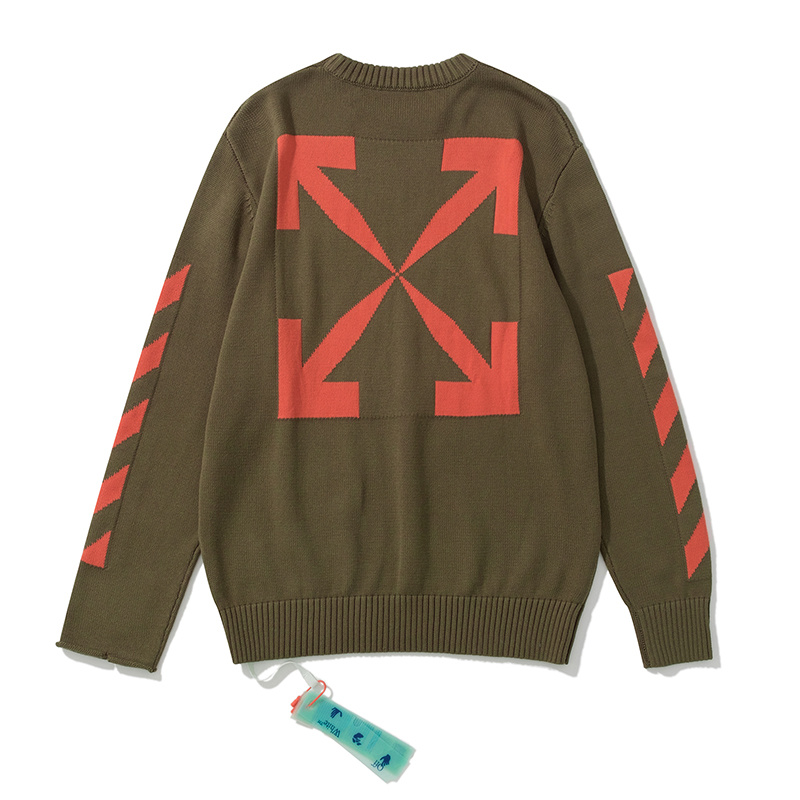 Off-White Black Grey Army Green Graphic Knitwear 301