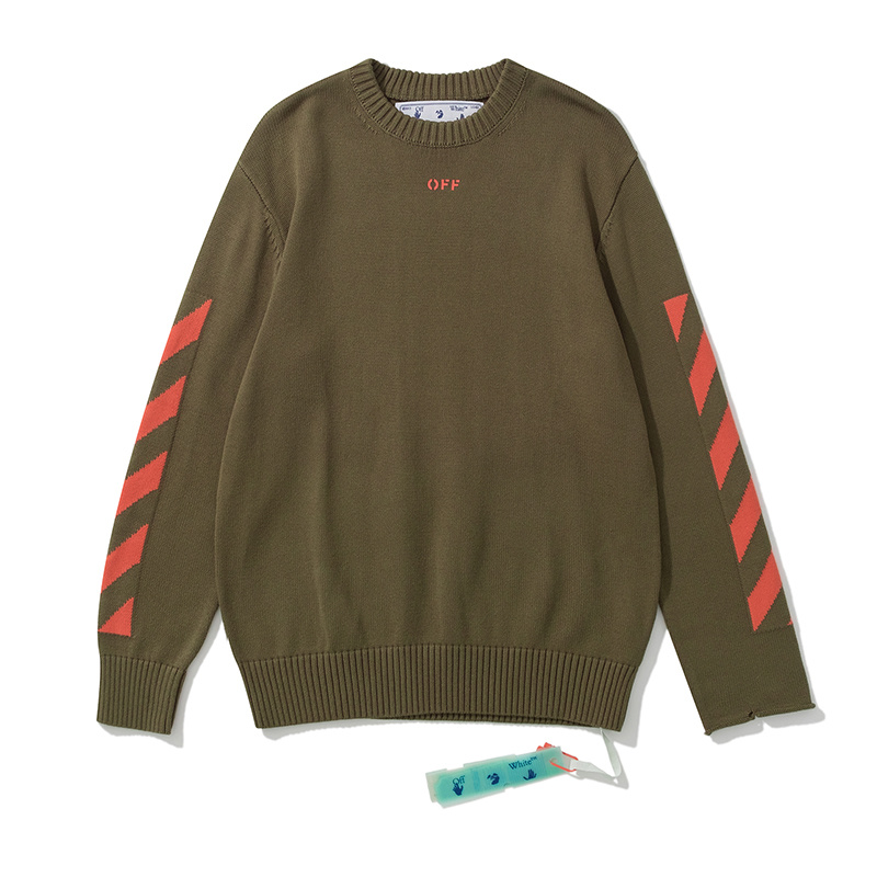 Off-White Black Grey Army Green Graphic Knitwear 301