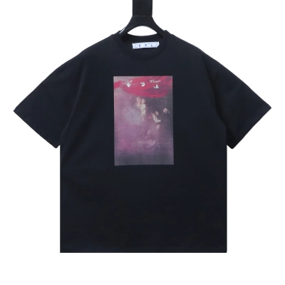 Off-White Blurry Oil Painting Arrow Cotton T-Shirt Black H150 01