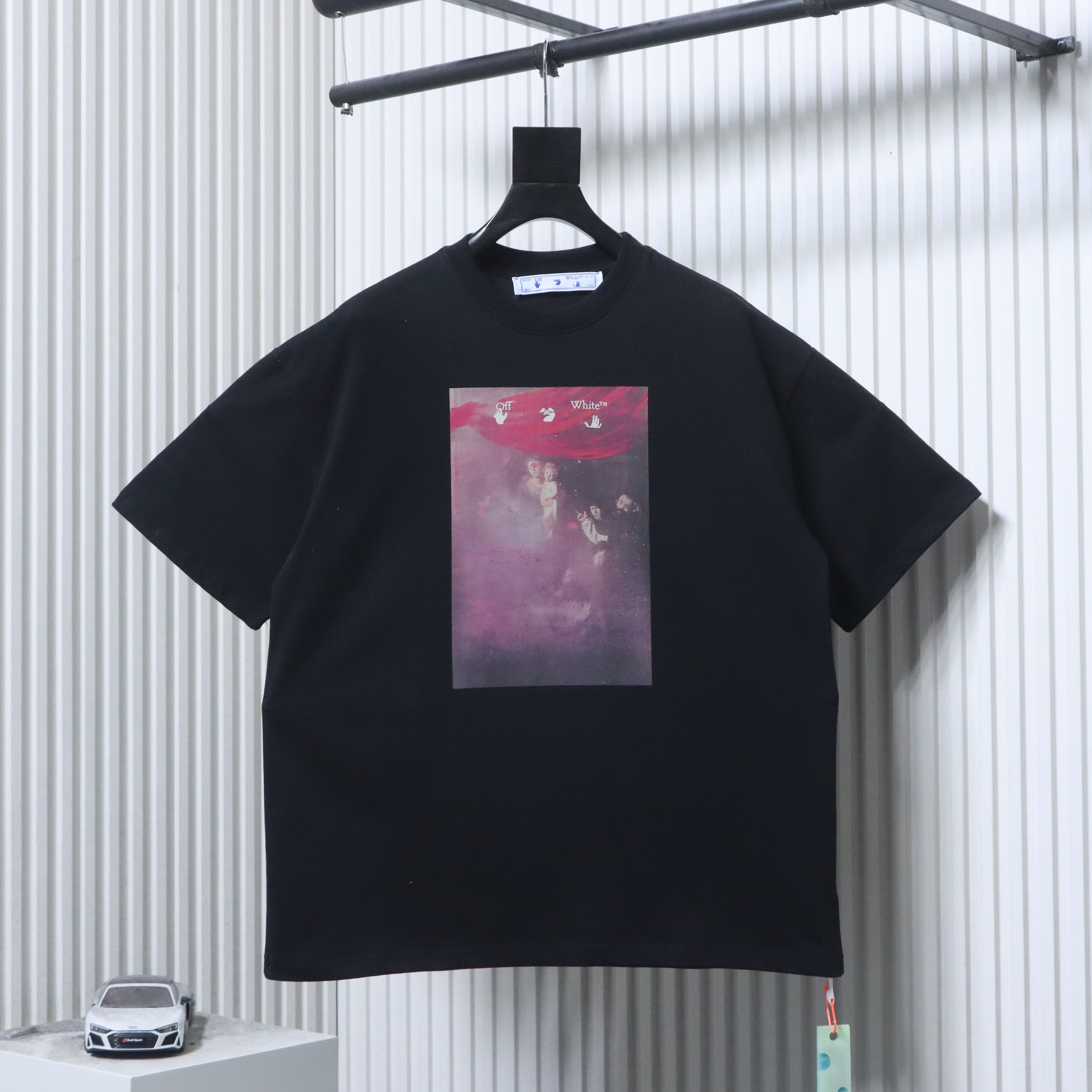 Off-White Blurry Oil Painting Arrow Cotton T-Shirt Black H150