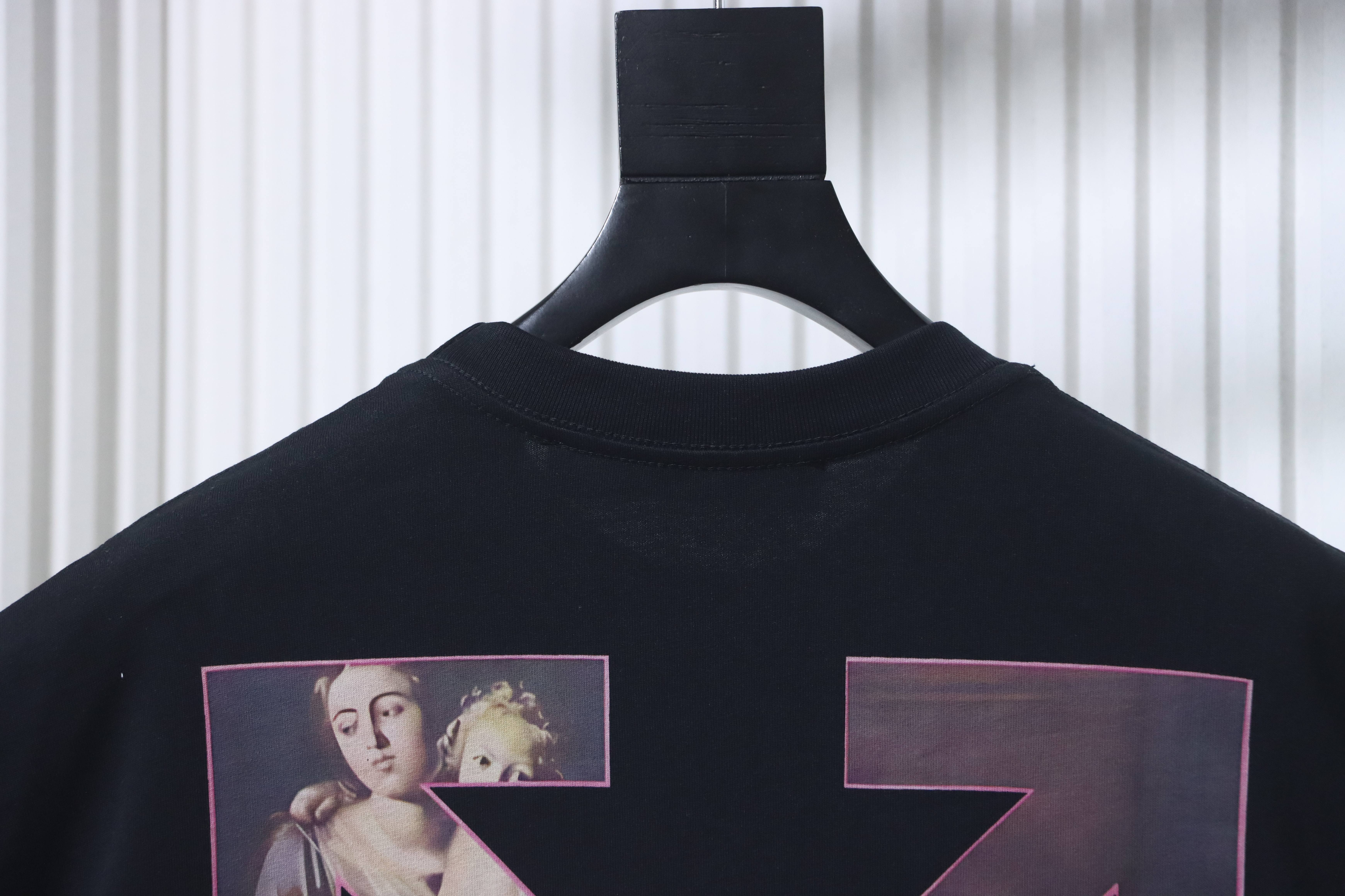 Off-White Blurry Oil Painting Arrow Cotton T-Shirt Black H150