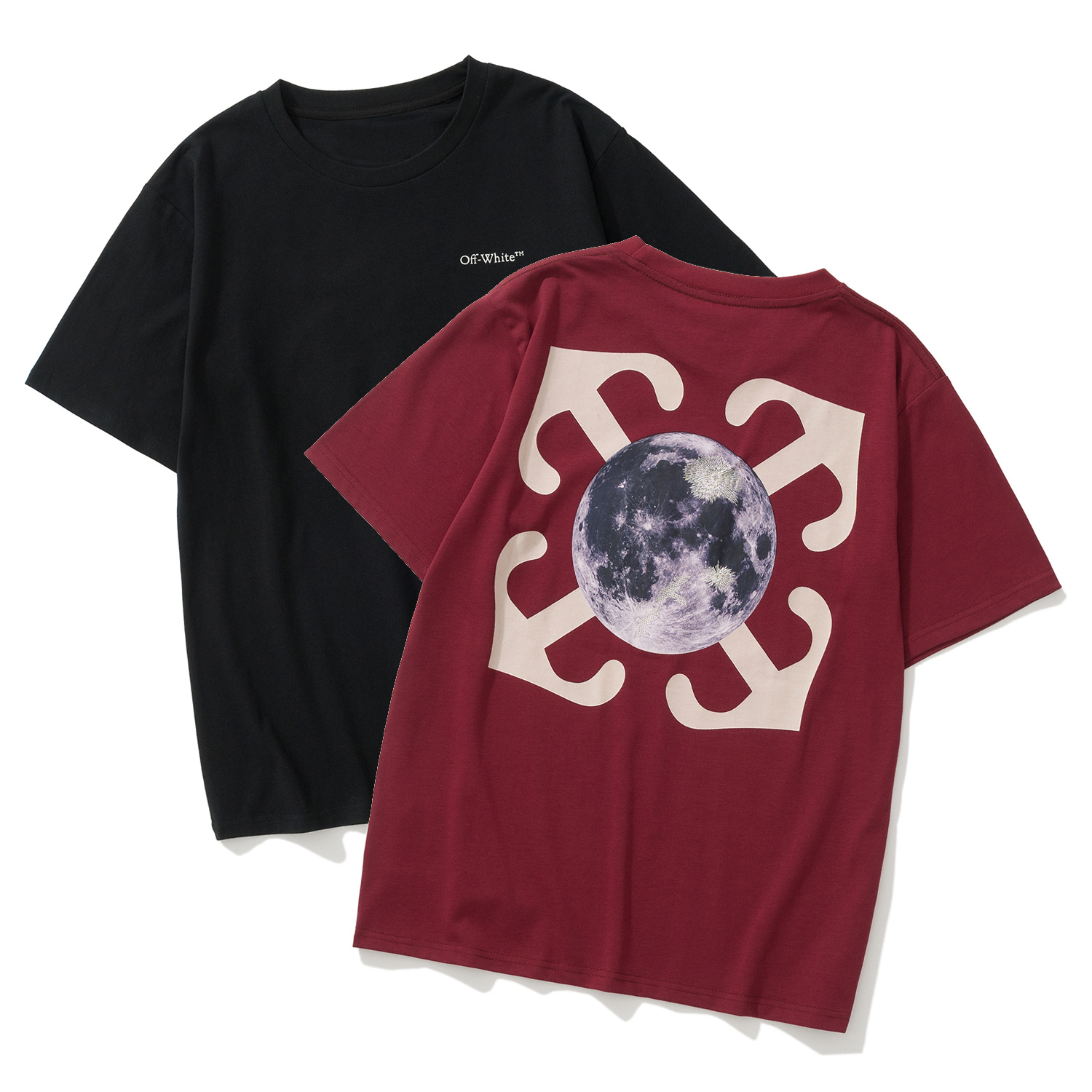 Off-White Burgundy Black Graphic T-Shirt 6132