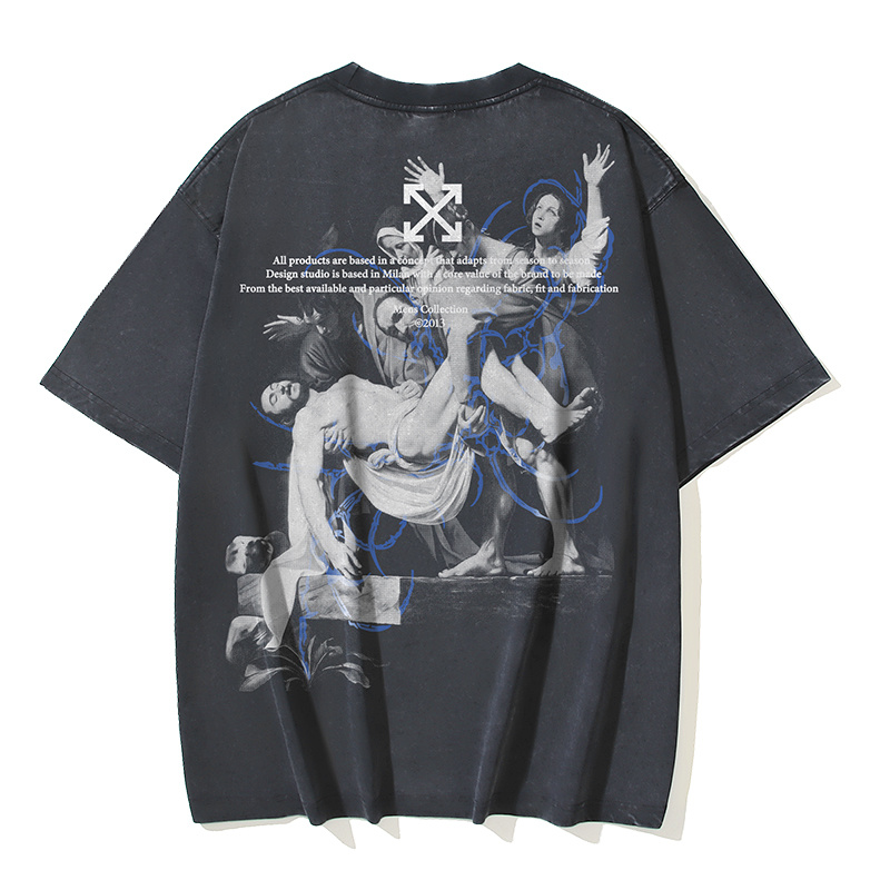 Off-White Caravaggio Religious Oil Painting Arrow Washed Heavyweight T-Shirt 1339