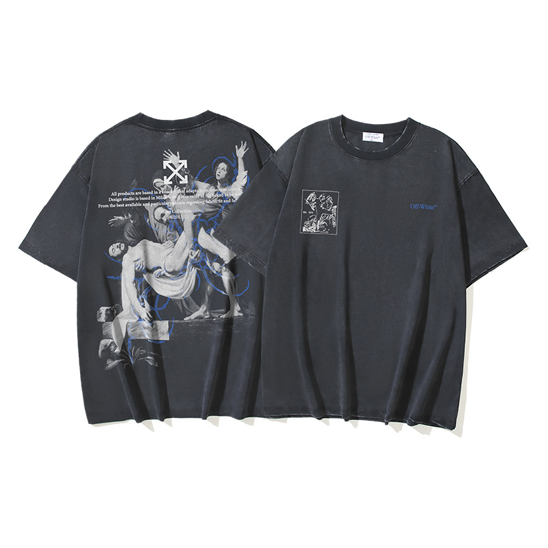 Off-White Caravaggio Religious Oil Painting Arrow Washed Heavyweight T-Shirt H120 1339