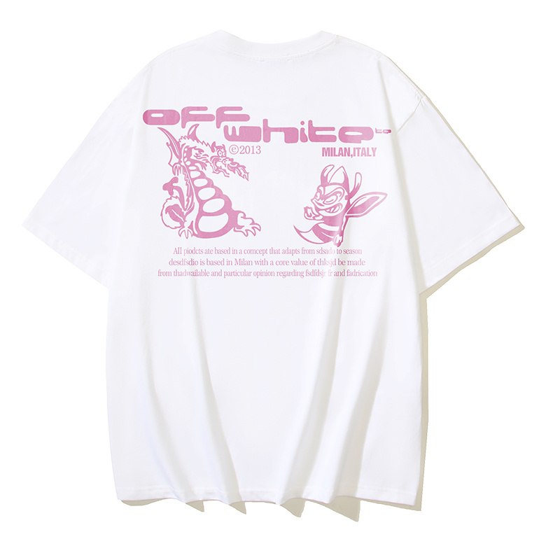 Off-White Cartoon Fire Dragon Heavyweight T-Shirt H100 1095