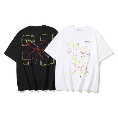 Off-White Colorful Painting Cartoon Figure Heavyweight T-Shirt H110 1180 01