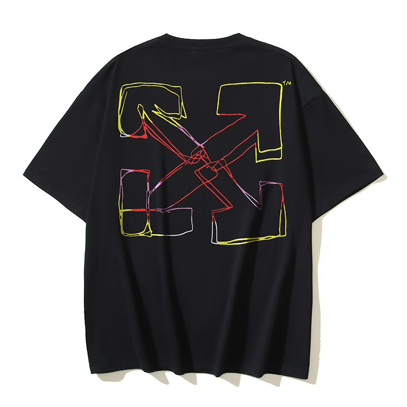 Off-White Colorful Painting Cartoon Figure Heavyweight T-Shirt H110 1180
