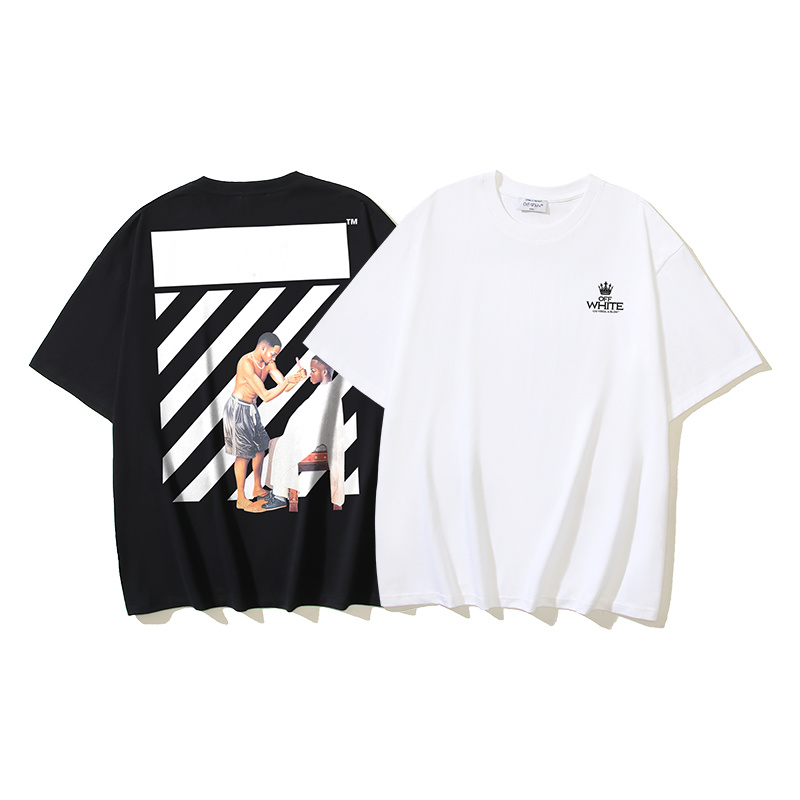 Off-White Crown Diagonal Stripe Barber Graphic Heavyweight T-Shirt H100 1335