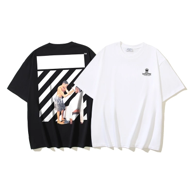 Off-White Crown Diagonal Stripe Barber Graphic Heavyweight T-Shirt H100 1335 01