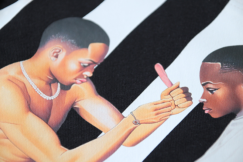 Off-White Crown Diagonal Stripe Barber Graphic Heavyweight T-Shirt H100 1335