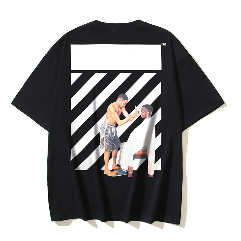 Off-White Crown Diagonal Stripe Barber Graphic Heavyweight T-Shirt H100 1335