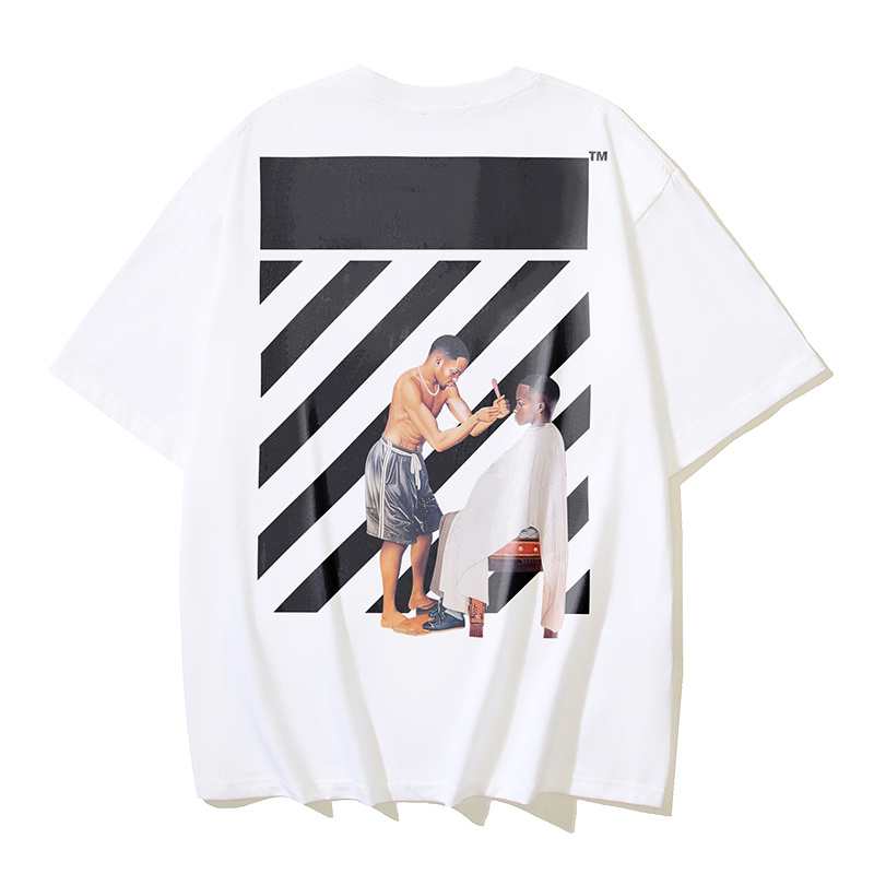 Off-White Crown Diagonal Stripe Barber Graphic Heavyweight T-Shirt H100 1335