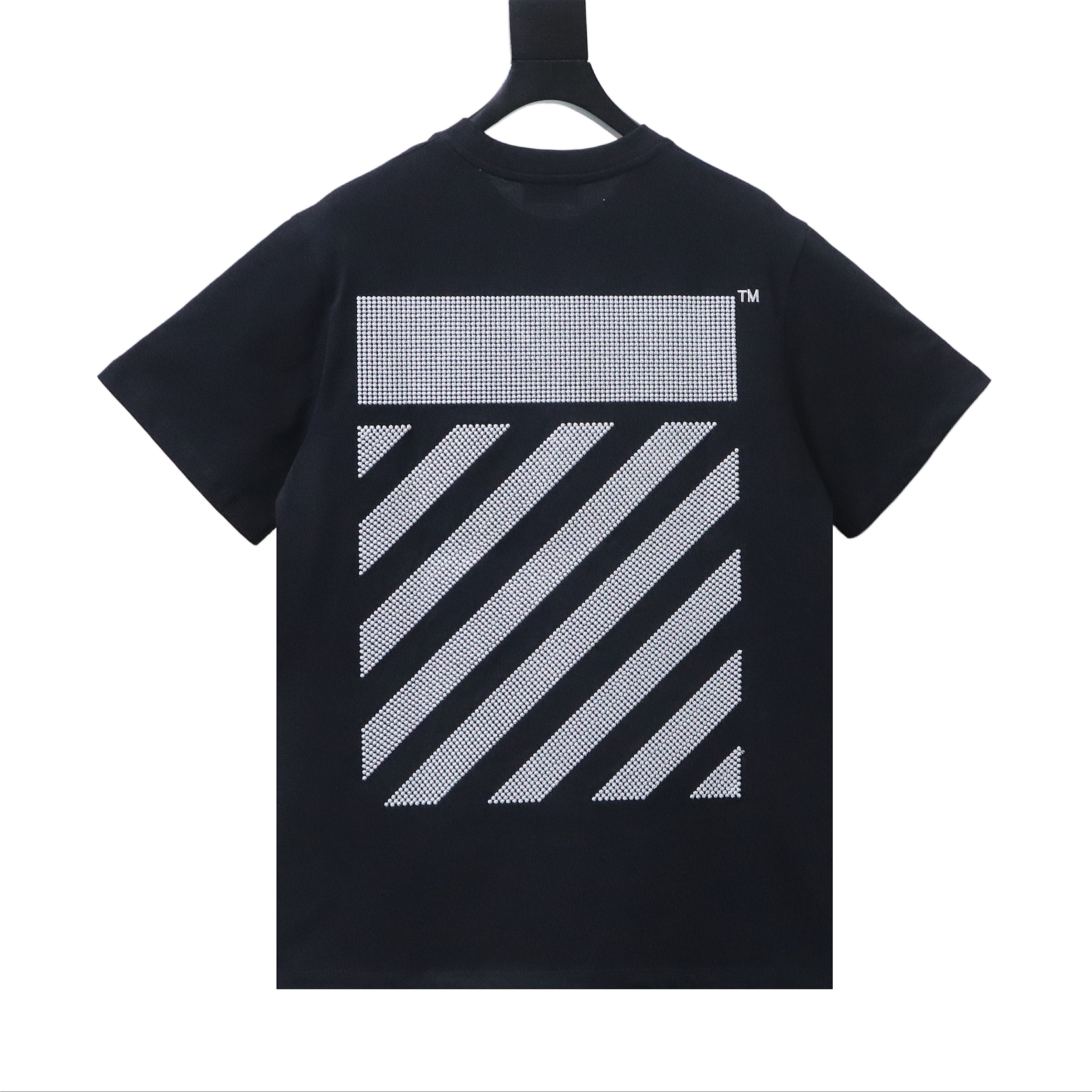 Off-White Cutout Beaded Embroidery Twill T-Shirt H170