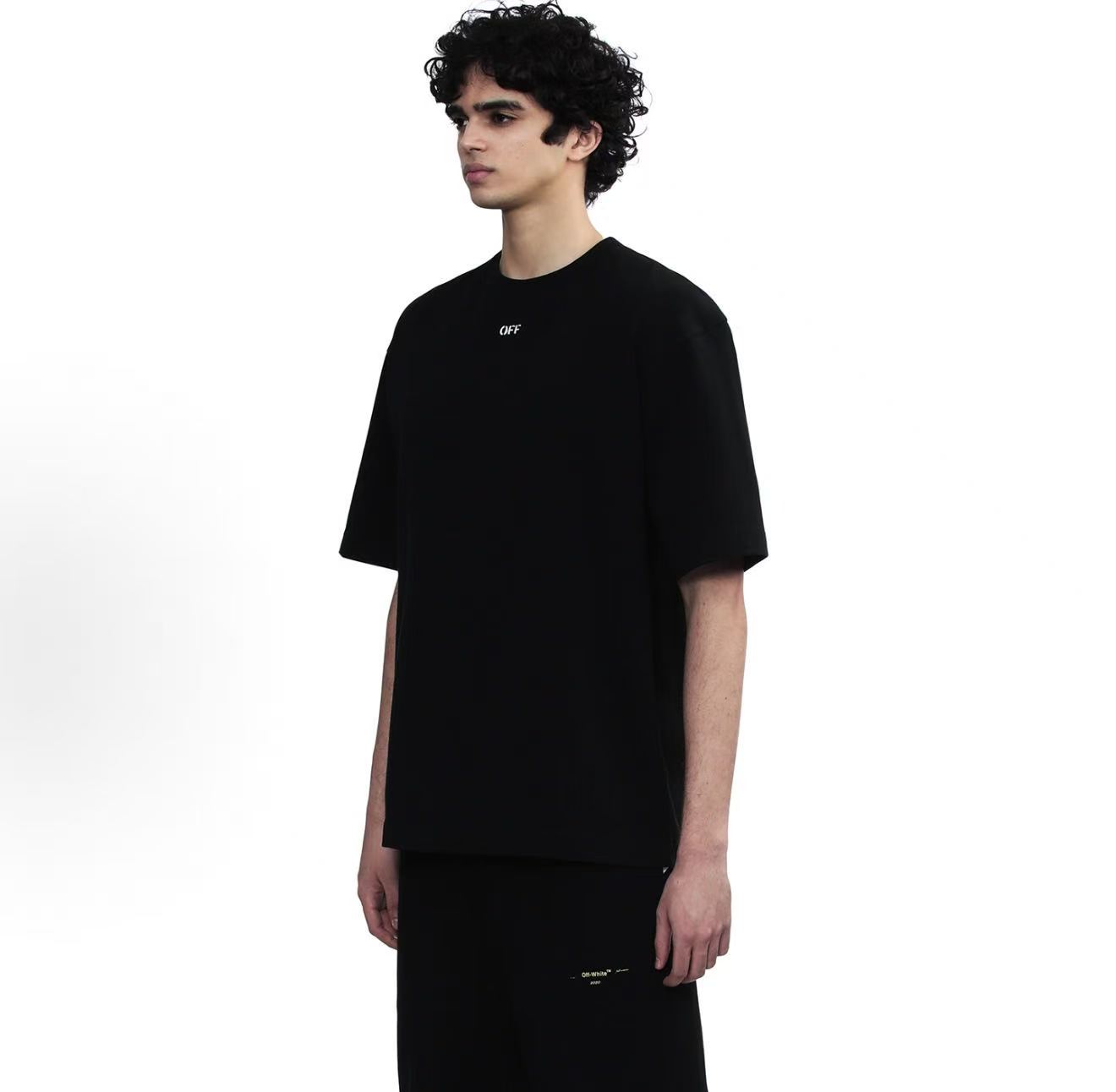 Off-White Cutout Beaded Embroidery Twill T-Shirt H170