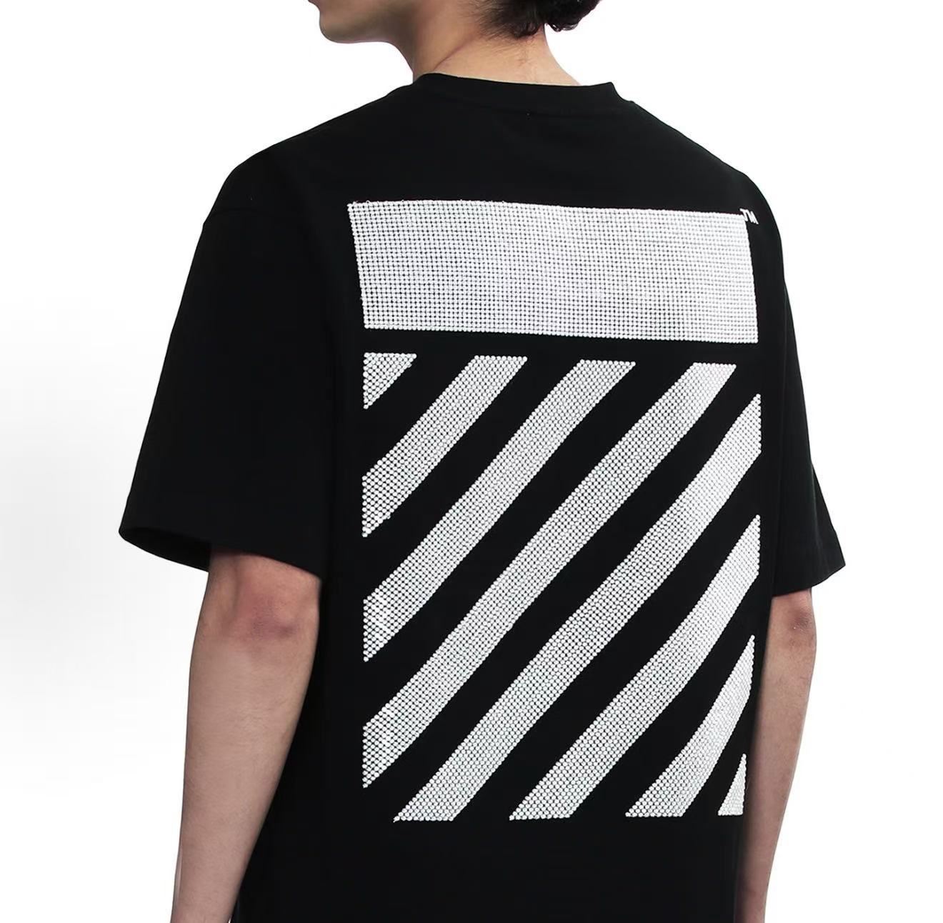 Off-White Cutout Beaded Embroidery Twill T-Shirt H170