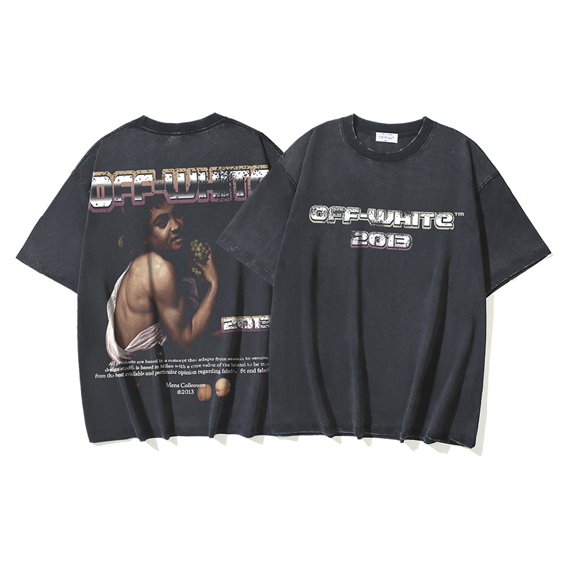Off-White Digit Bacchus Portrait Grape Washed Heavyweight T-Shirt Black H120 1190