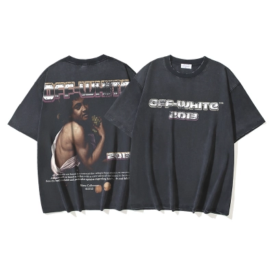 Off-White Digit Bacchus Portrait Grape Washed Heavyweight T-Shirt Black H120 1190 01