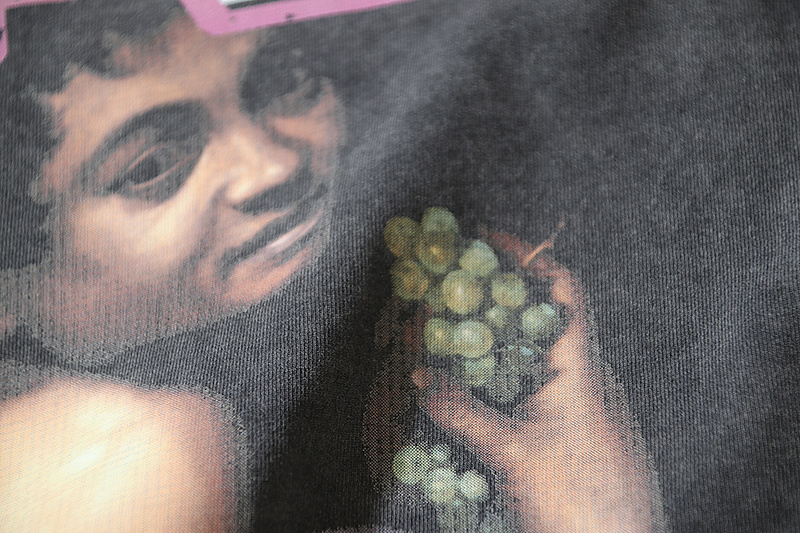 Off-White Digit Bacchus Portrait Grape Washed Heavyweight T-Shirt Black H120 1190